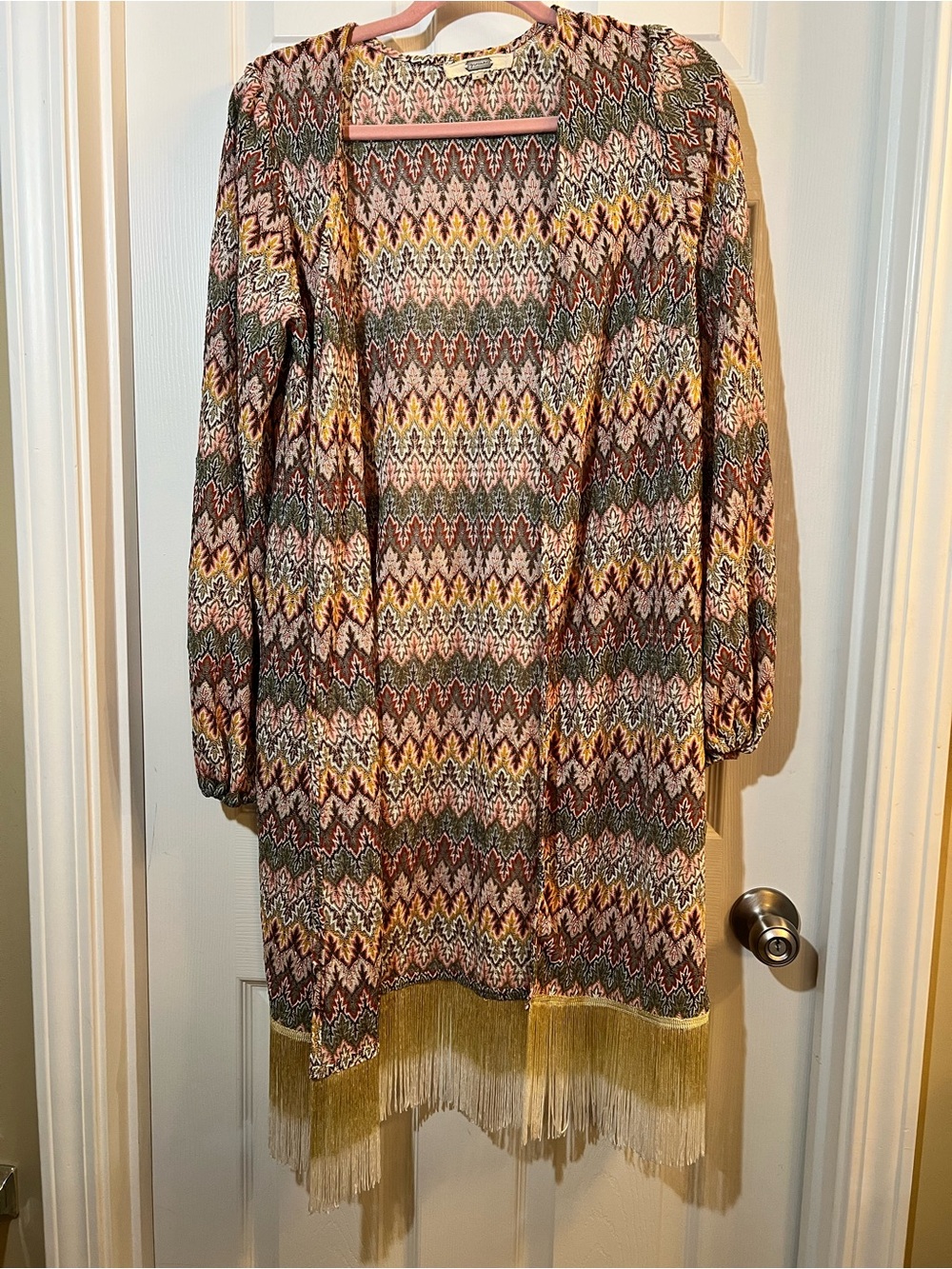 🦋 Womens gimmick Multicolor Fringe Knit Cardigan size large